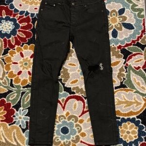 Ksubi Black Distressed Jeans with Embroidery